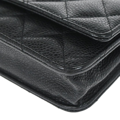 Chanel 2013-2014 Black Caviar WOC Wallet on Chain Bag