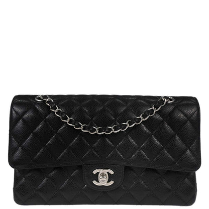 Chanel 2019 Black Caviar Medium Classic Double Flap Shoulder Bag