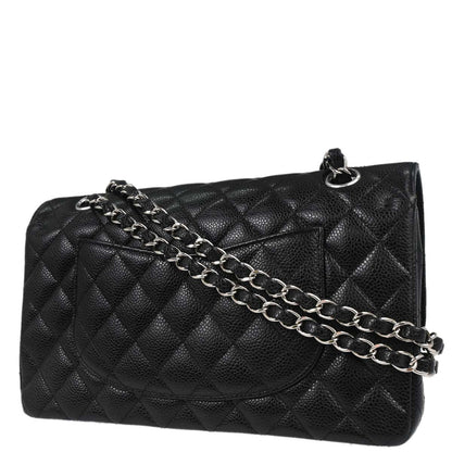 Chanel 2019 Black Caviar Medium Classic Double Flap Shoulder Bag