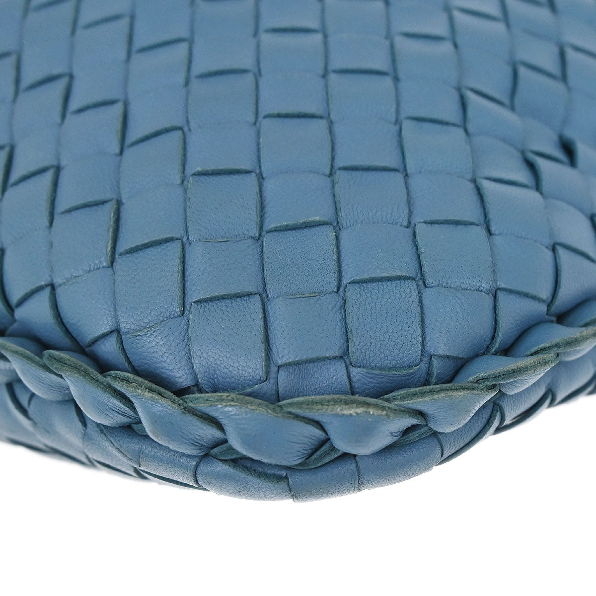 Bottega Veneta Blue Lambskin Intrecciato Hobo Handbag