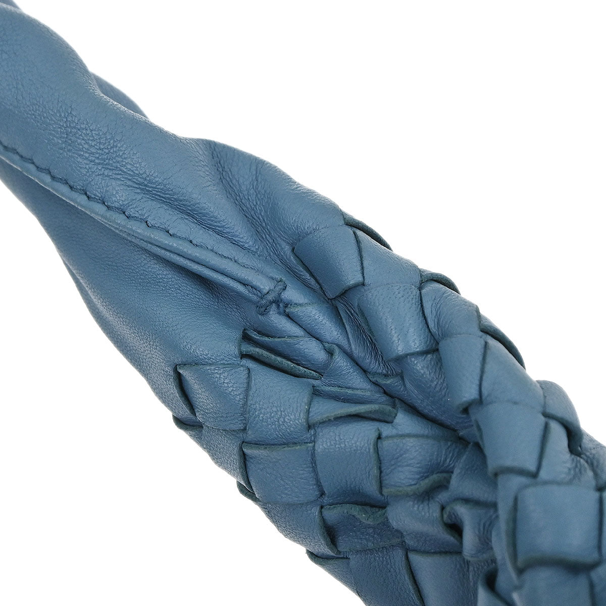 Bottega Veneta Blue Lambskin Intrecciato Hobo Handbag