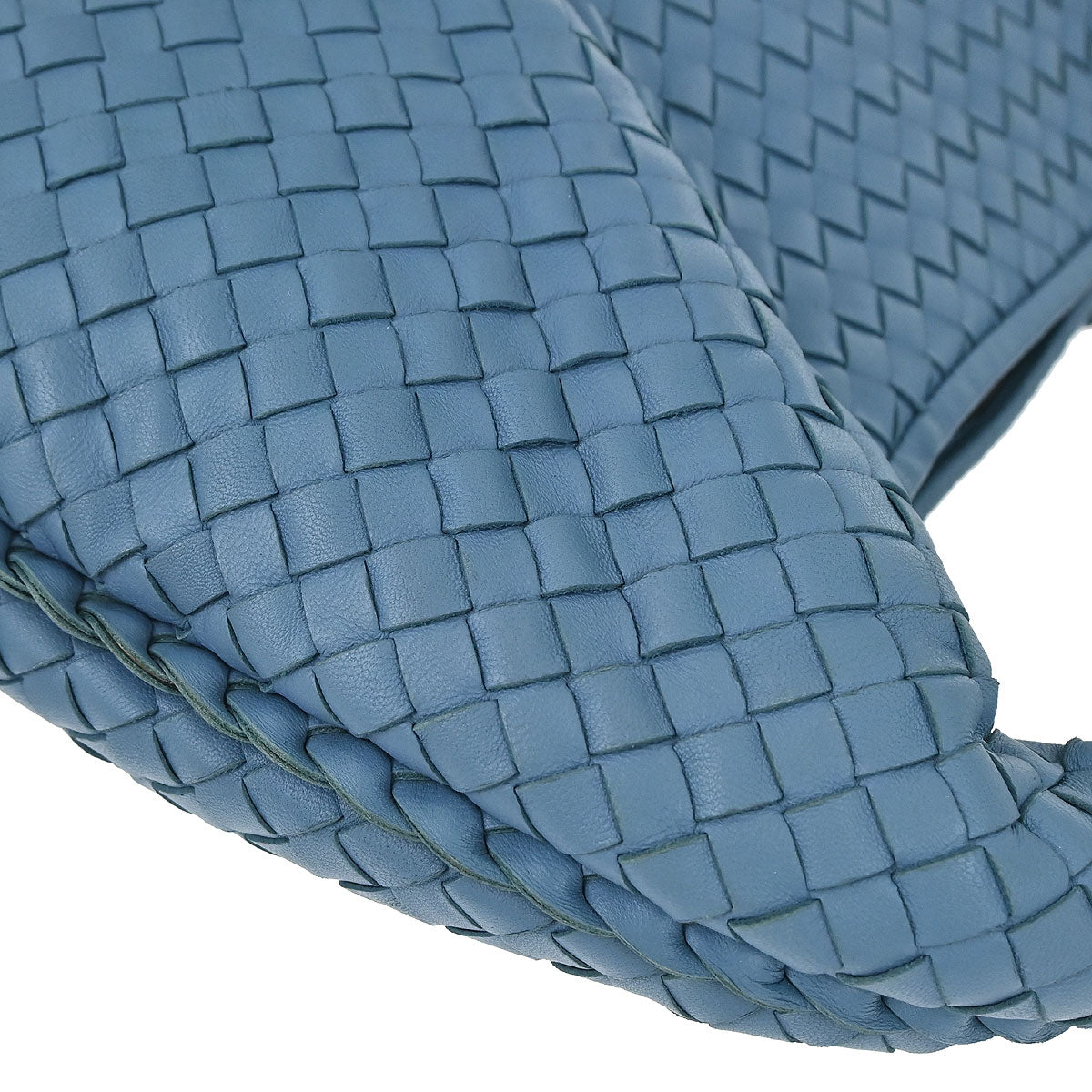 Bottega Veneta Blue Lambskin Intrecciato Hobo Handbag
