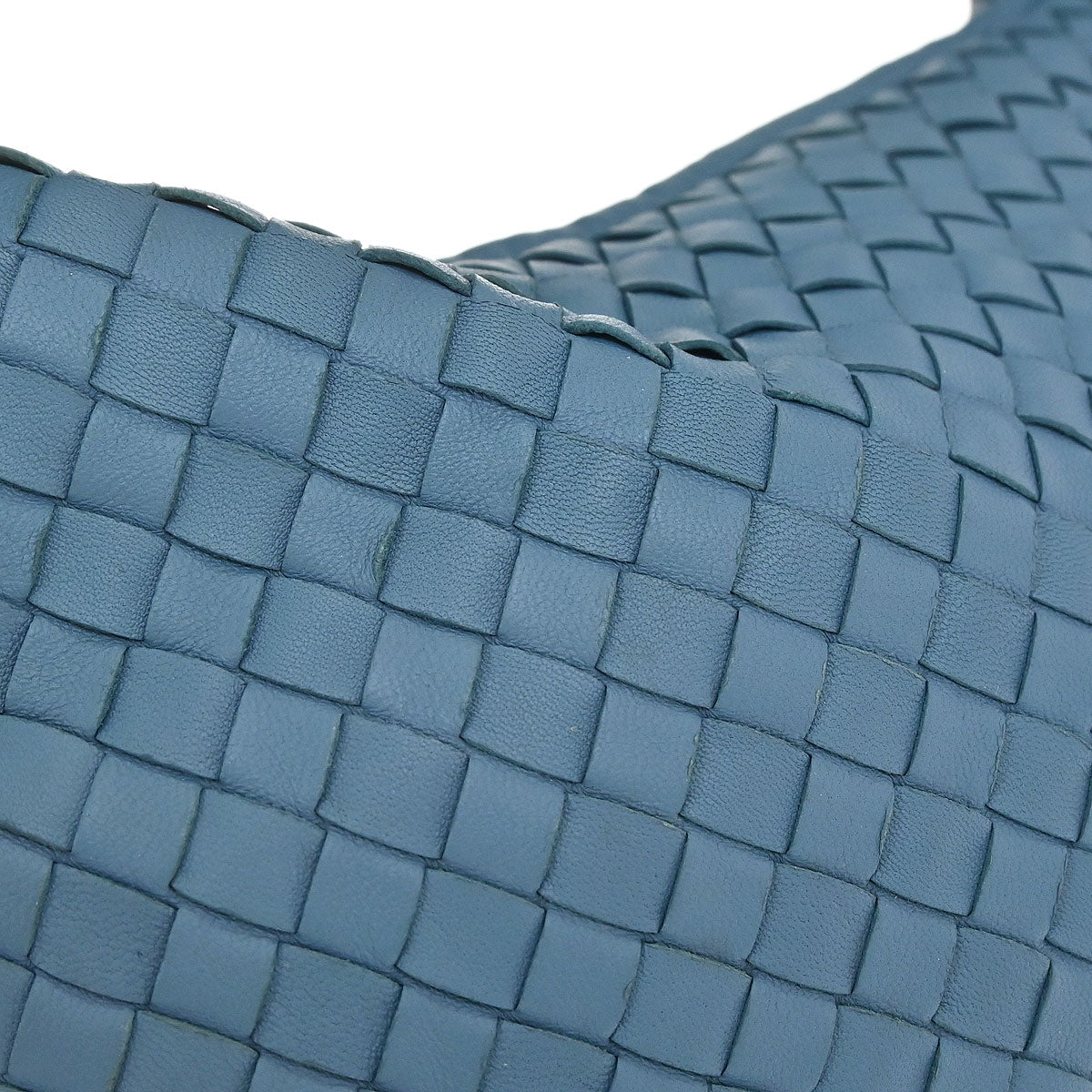 Bottega Veneta Blue Lambskin Intrecciato Hobo Handbag