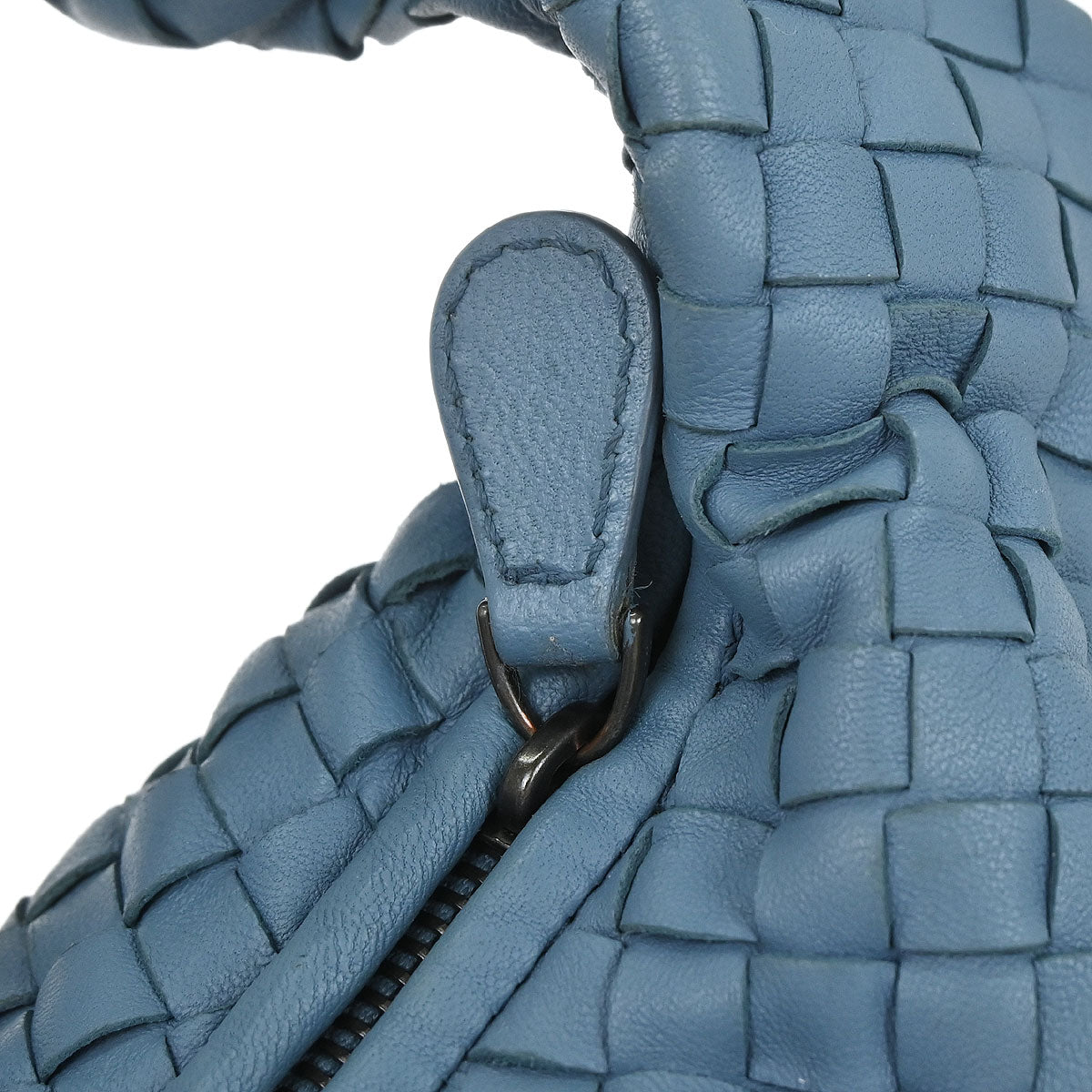 Bottega Veneta Blue Lambskin Intrecciato Hobo Handbag