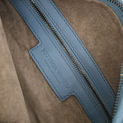 Bottega Veneta Blue Lambskin Intrecciato Hobo Handbag
