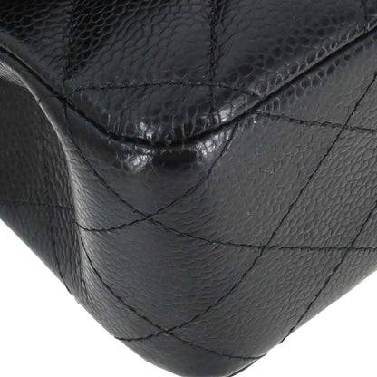 Chanel 2015-2016 Black Caviar Medium Classic Double Flap Shoulder Bag