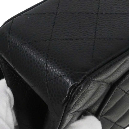 Chanel 2015-2016 Black Caviar Medium Classic Double Flap Shoulder Bag