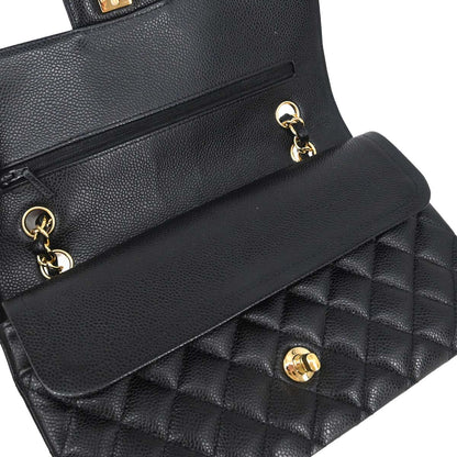 Chanel 2015-2016 Black Caviar Medium Classic Double Flap Shoulder Bag