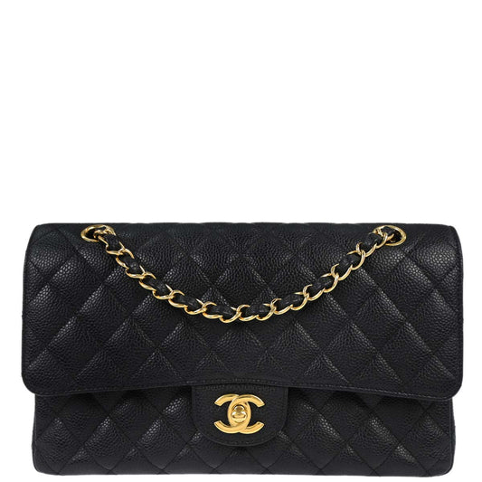 Chanel Black Caviar Medium Classic Double Flap Shoulder Bag