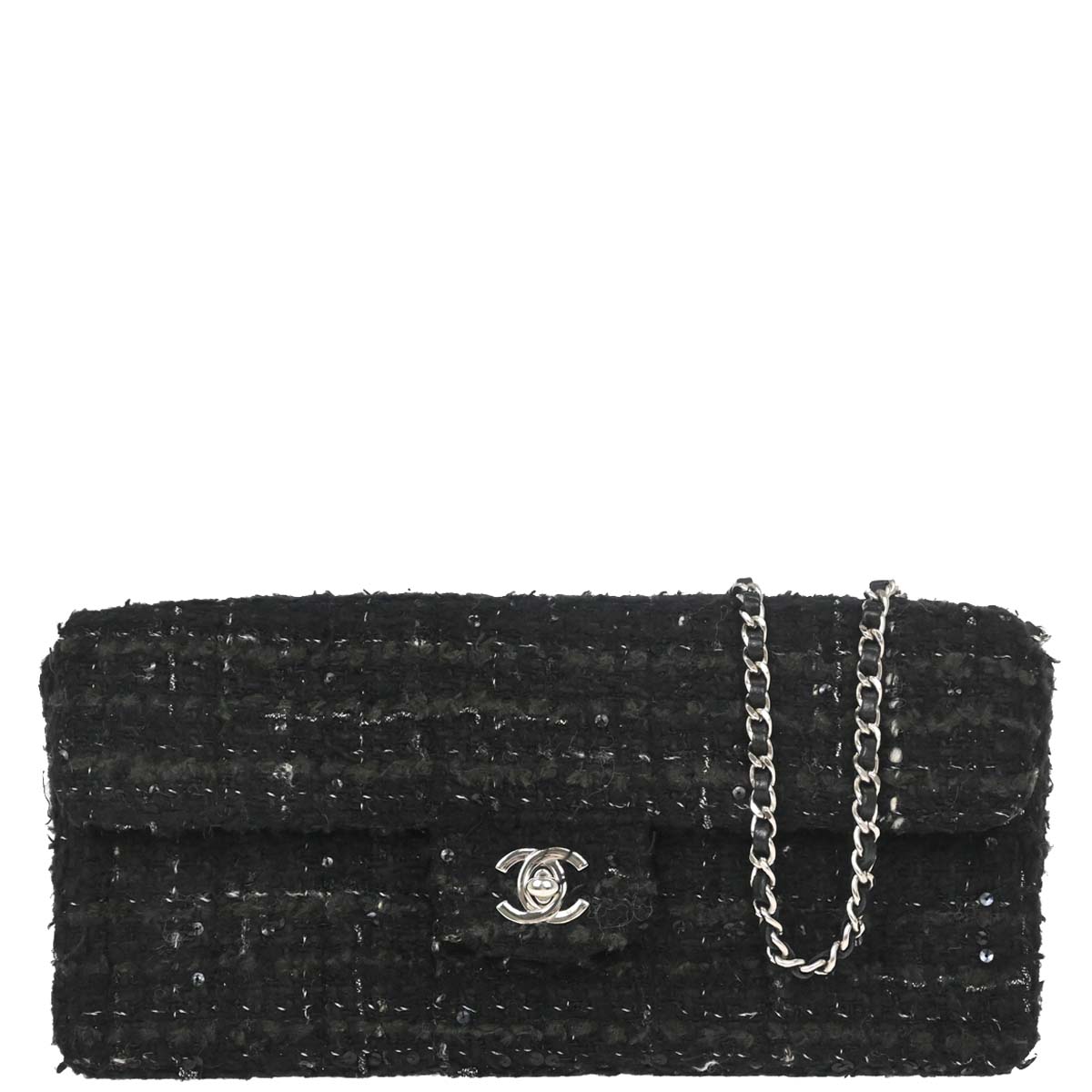 Chanel 2002-2003 Black Tweed East West Shoulder Bag