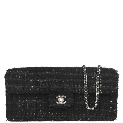 Chanel 2002-2003 Black Tweed East West Shoulder Bag