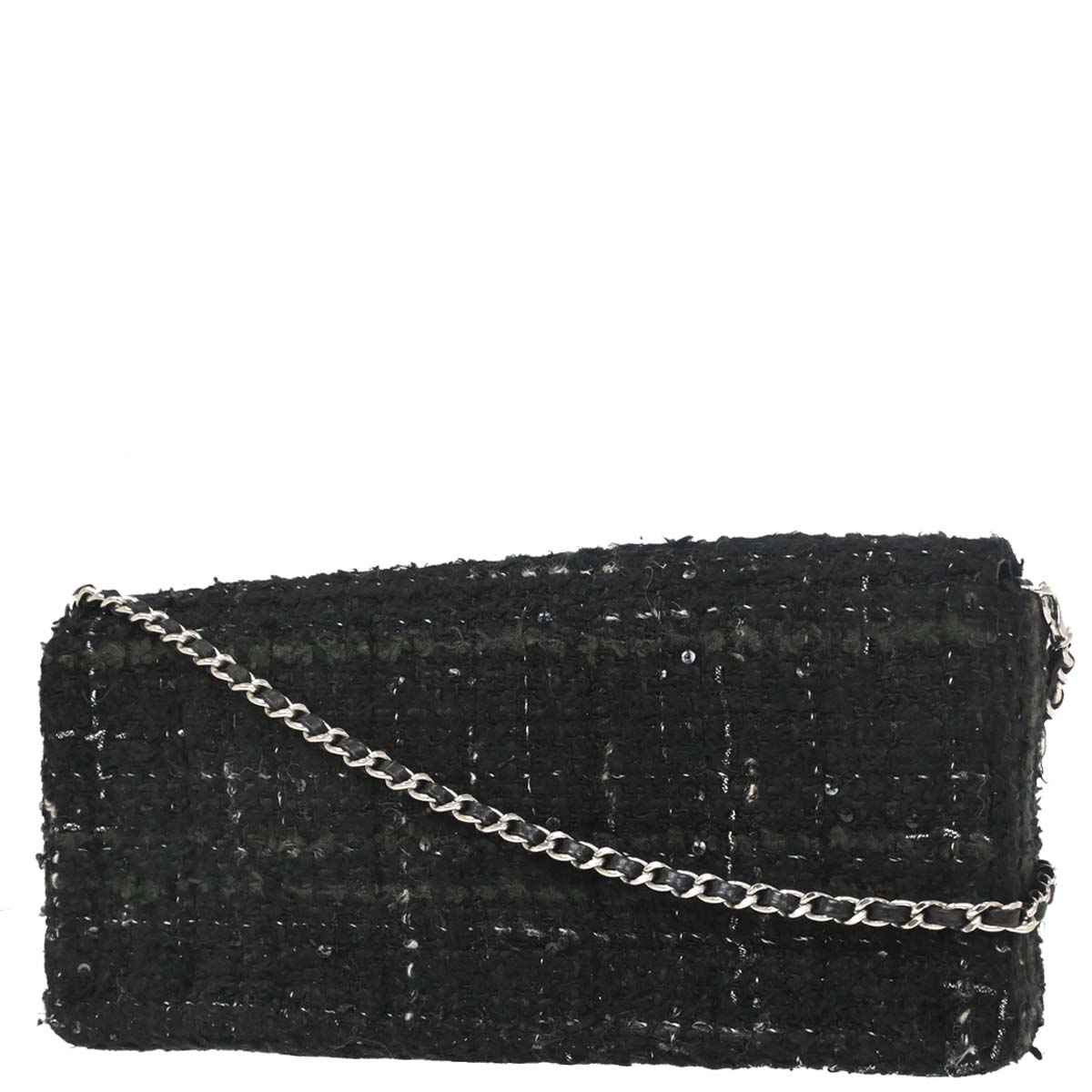 Chanel 2002-2003 Black Tweed East West Shoulder Bag