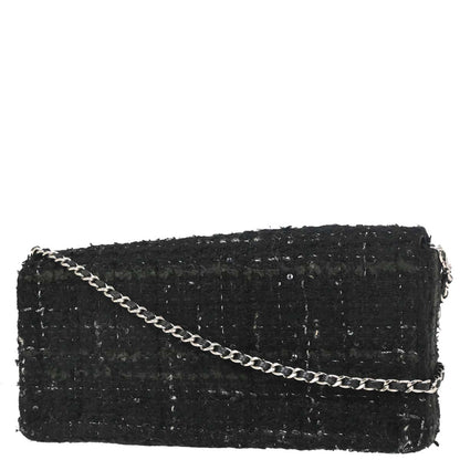 Chanel 2002-2003 Black Tweed East West Shoulder Bag