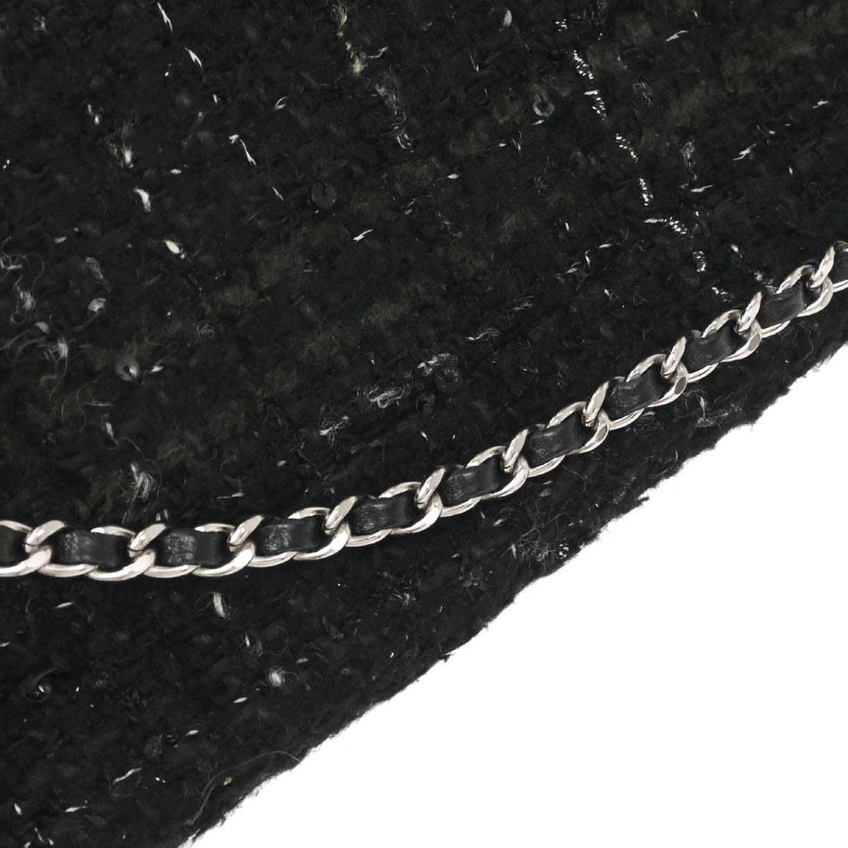 Chanel 2002-2003 Black Tweed East West Shoulder Bag