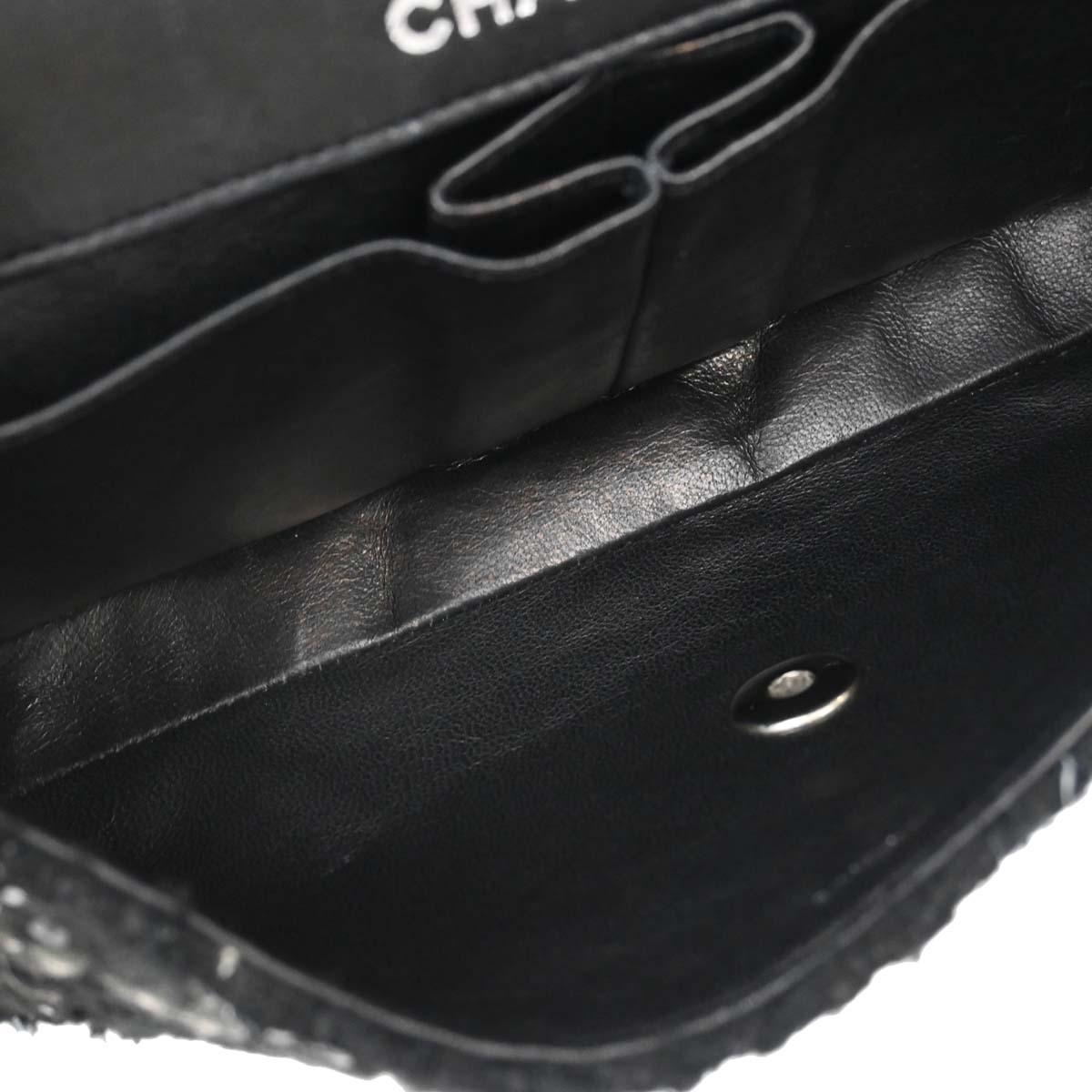 Chanel 2002-2003 Black Tweed East West Shoulder Bag
