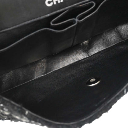 Chanel 2002-2003 Black Tweed East West Shoulder Bag