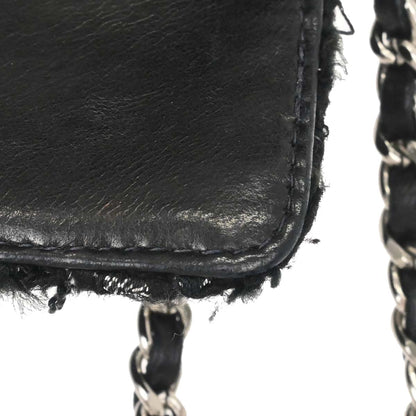 Chanel 2002-2003 Black Tweed East West Shoulder Bag