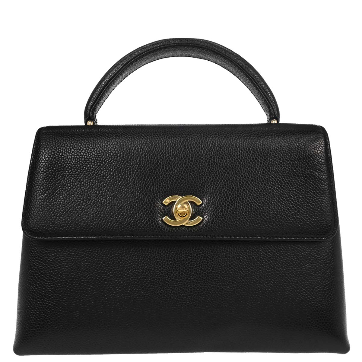 Chanel 1997-1999 Black Caviar Skin Kelly Handbag