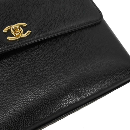 Chanel 1997-1999 Black Caviar Skin Kelly Handbag
