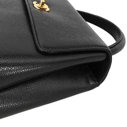 Chanel 1997-1999 Black Caviar Skin Kelly Handbag