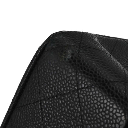 Chanel 2006-2008 Black Caviar Skin Medium Classic Double Flap Shoulder Bag