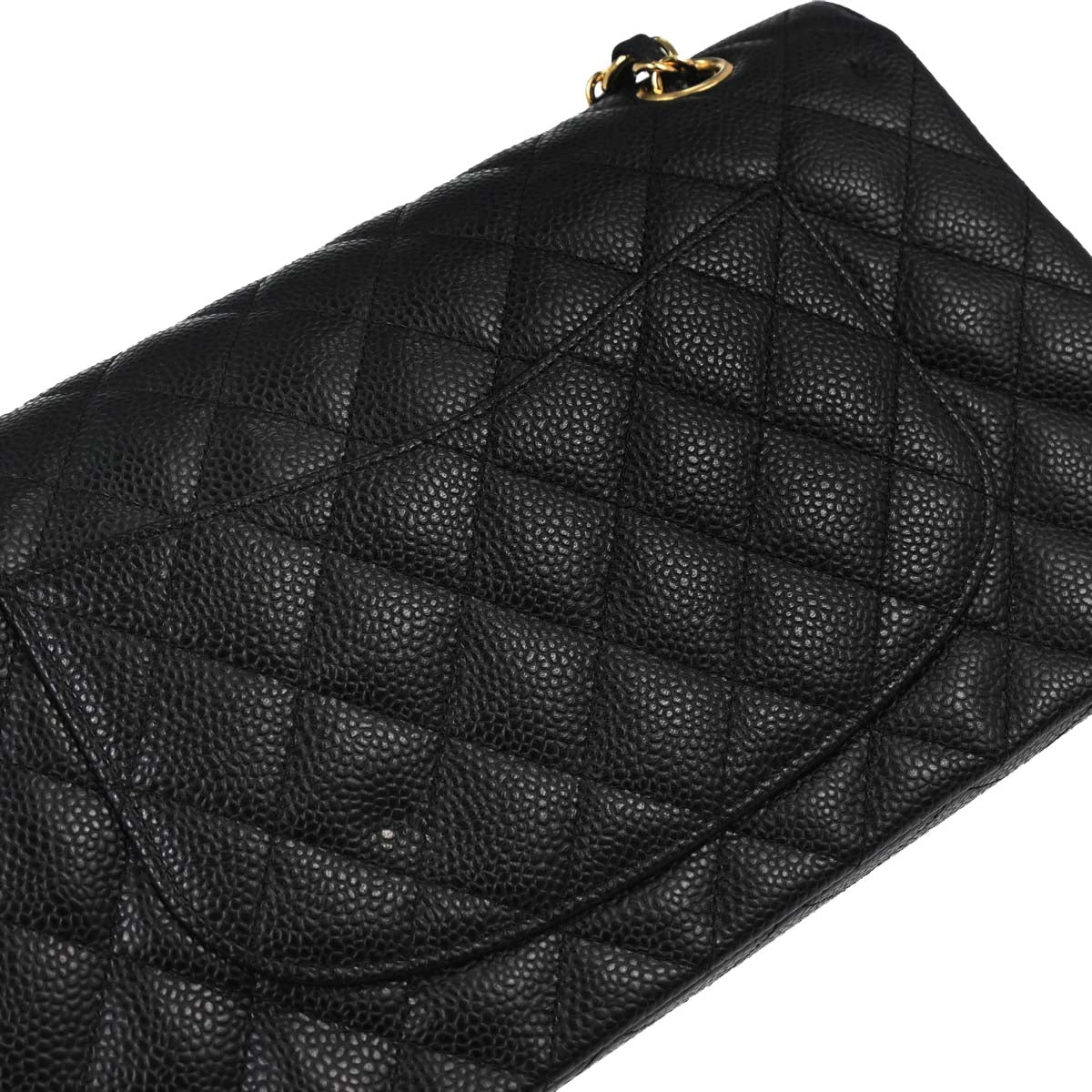 Chanel 2006-2008 Black Caviar Skin Medium Classic Double Flap Shoulder Bag