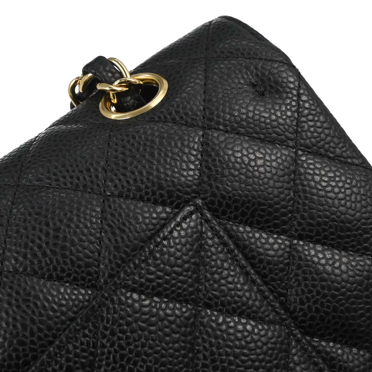Chanel 2006-2008 Black Caviar Skin Medium Classic Double Flap Shoulder Bag