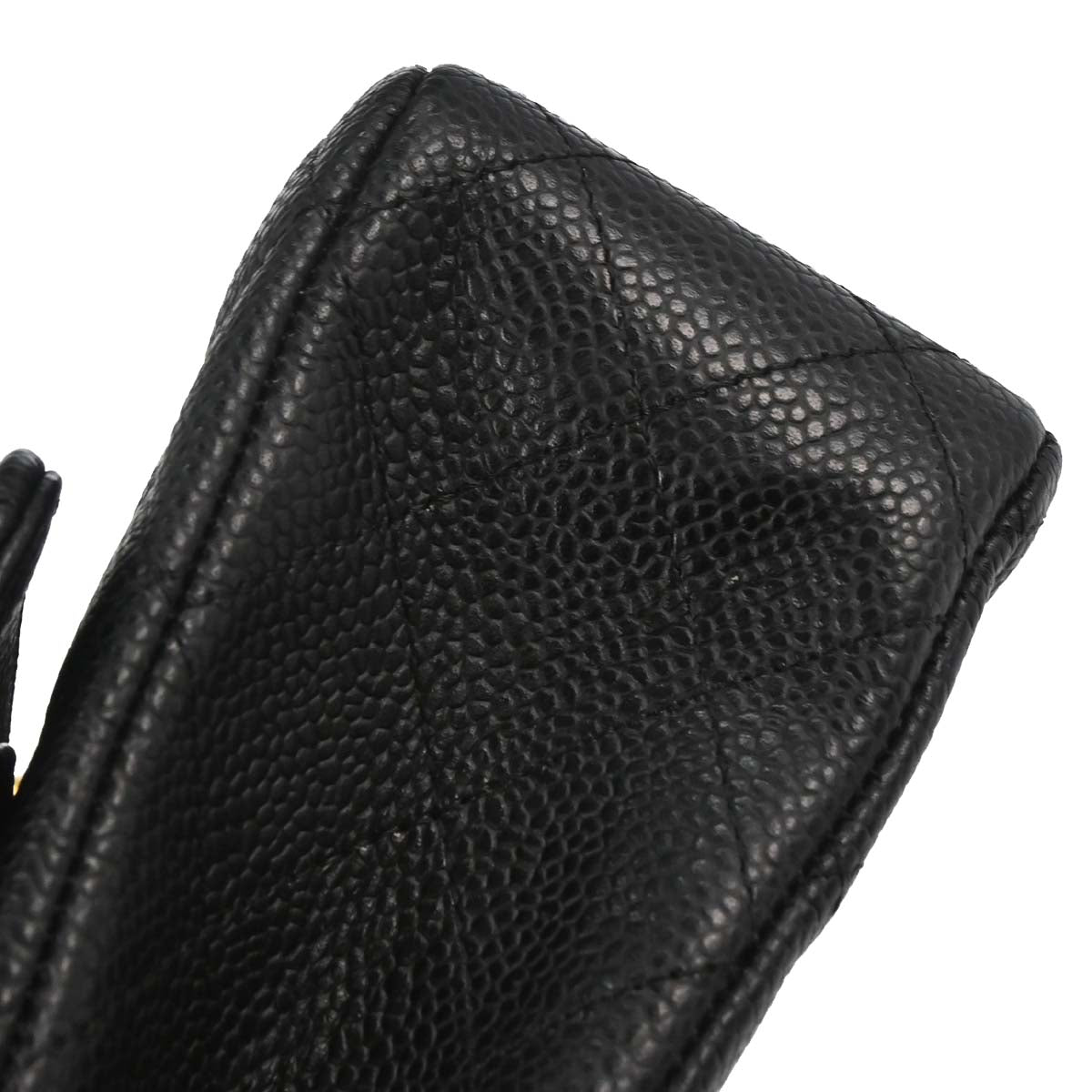 Chanel 2006-2008 Black Caviar Skin Medium Classic Double Flap Shoulder Bag