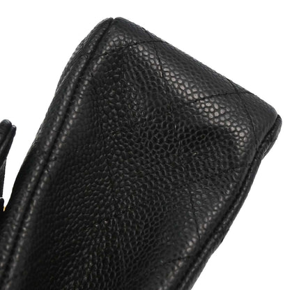 Chanel 2006-2008 Black Caviar Skin Medium Classic Double Flap Shoulder Bag