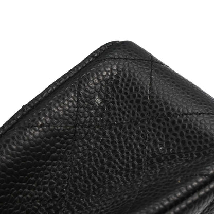 Chanel 2006-2008 Black Caviar Skin Medium Classic Double Flap Shoulder Bag