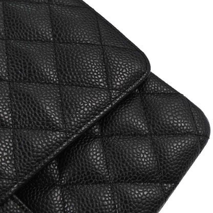 Chanel 2006-2008 Black Caviar Skin Medium Classic Double Flap Shoulder Bag
