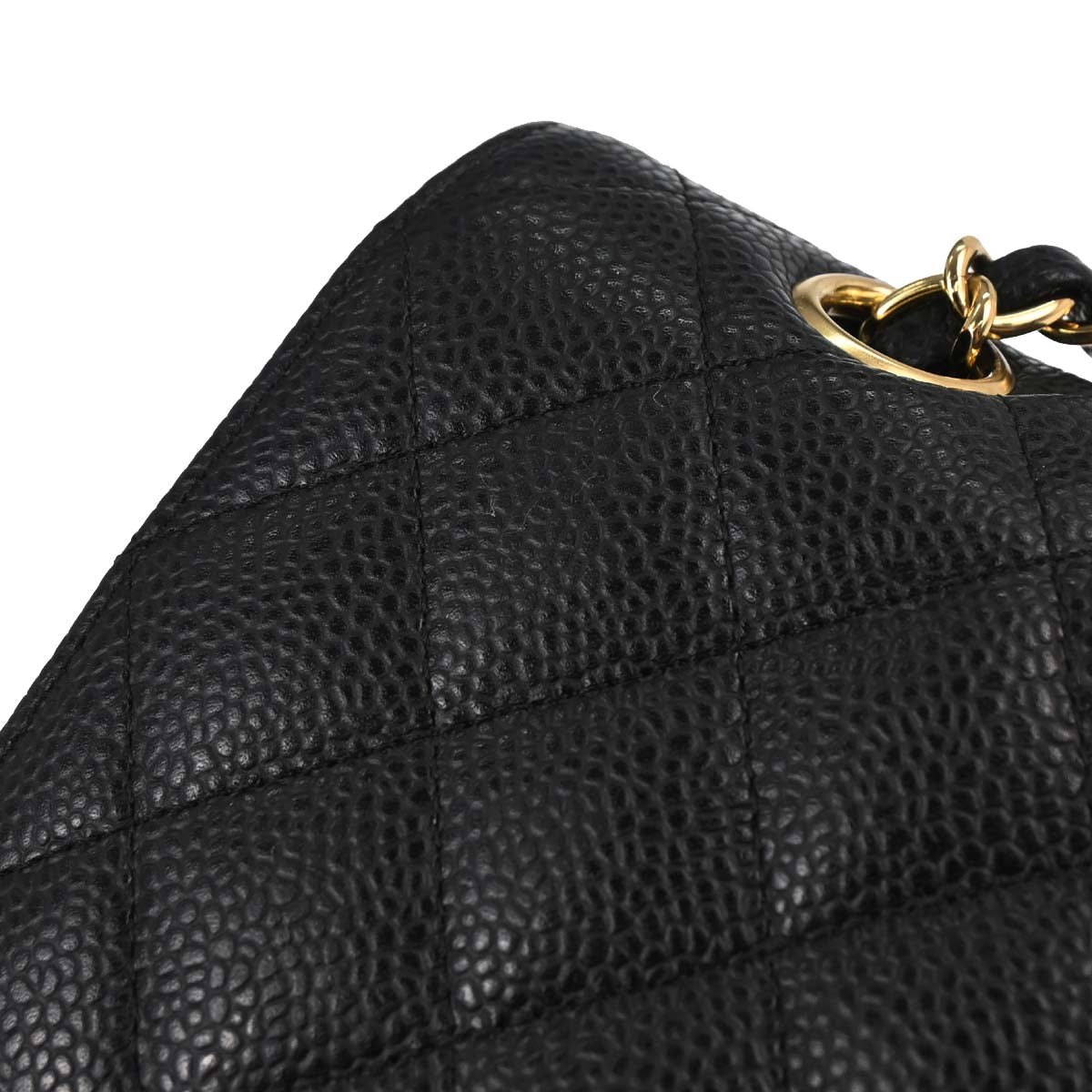 Chanel 2006-2008 Black Caviar Skin Medium Classic Double Flap Shoulder Bag