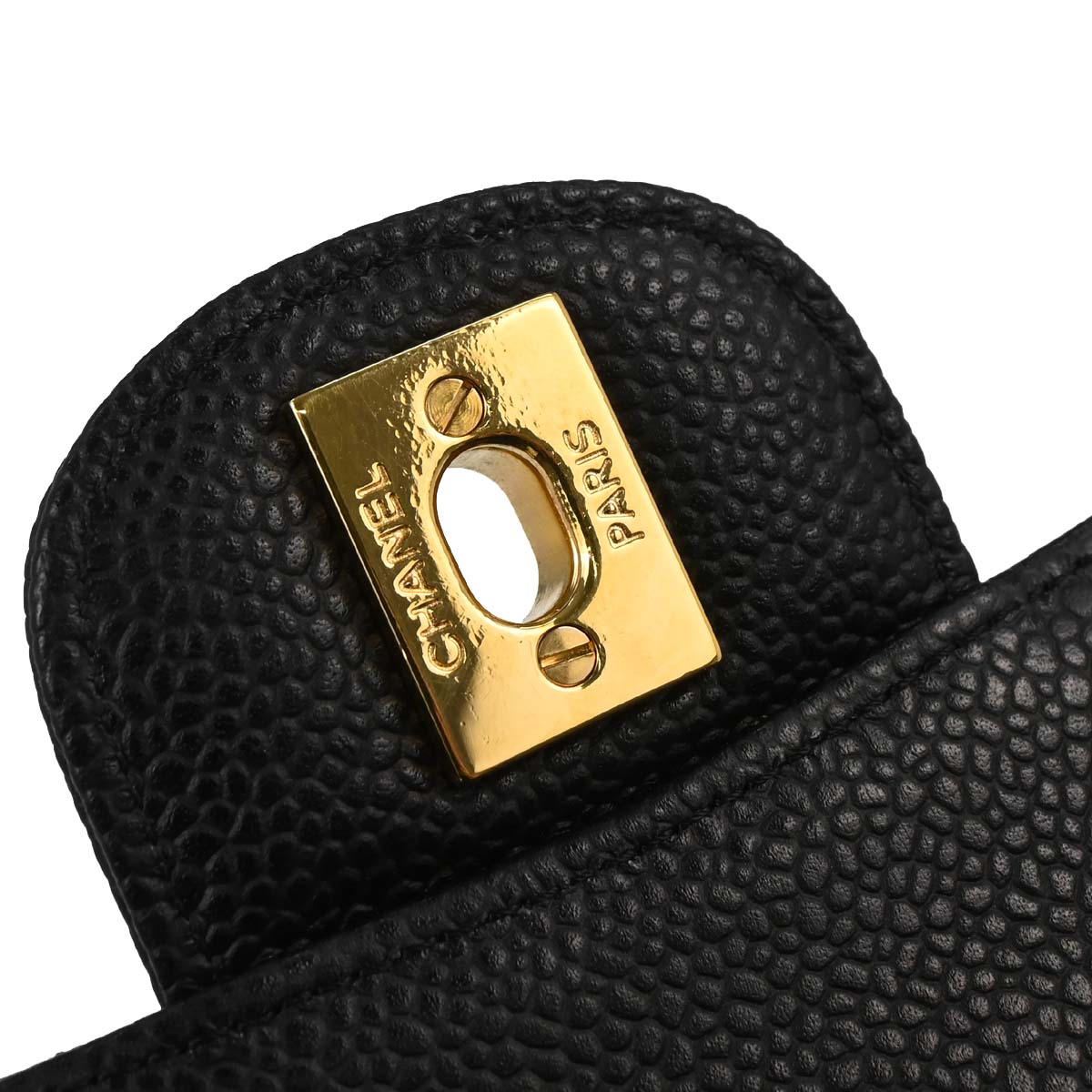 Chanel 2006-2008 Black Caviar Skin Medium Classic Double Flap Shoulder Bag