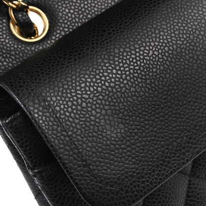 Chanel 2006-2008 Black Caviar Skin Medium Classic Double Flap Shoulder Bag
