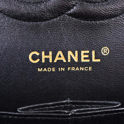 Chanel 2006-2008 Black Caviar Skin Medium Classic Double Flap Shoulder Bag