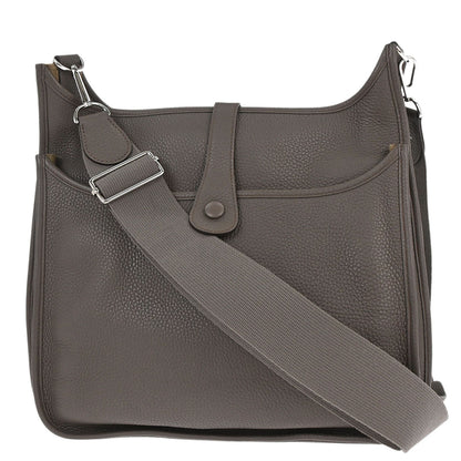 Hermes Taupe Taurillon Clemence Evelyne 3 33 GM Shoulder Bag