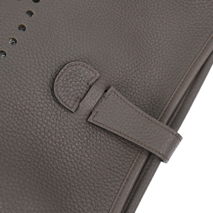 Hermes Taupe Taurillon Clemence Evelyne 3 33 GM Shoulder Bag