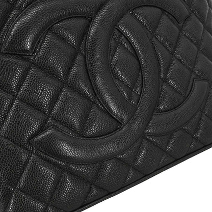 Chanel 2003-2004 Black Caviar Skin Medallion Tote Handbag