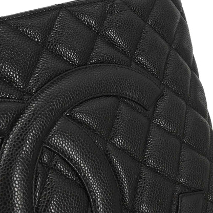 Chanel 2003-2004 Black Caviar Skin Medallion Tote Handbag