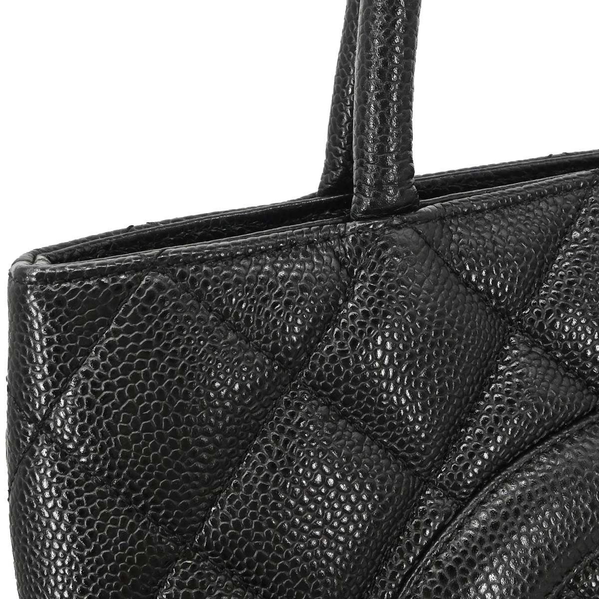 Chanel 2003-2004 Black Caviar Skin Medallion Tote Handbag