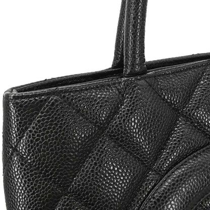 Chanel 2003-2004 Black Caviar Skin Medallion Tote Handbag
