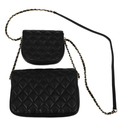 Chanel 2019 Black Lambskin Side Packs Shoulder Bag