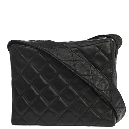 Chanel 1996-1997 Black Lambskin Straight Flap Shoulder Bag