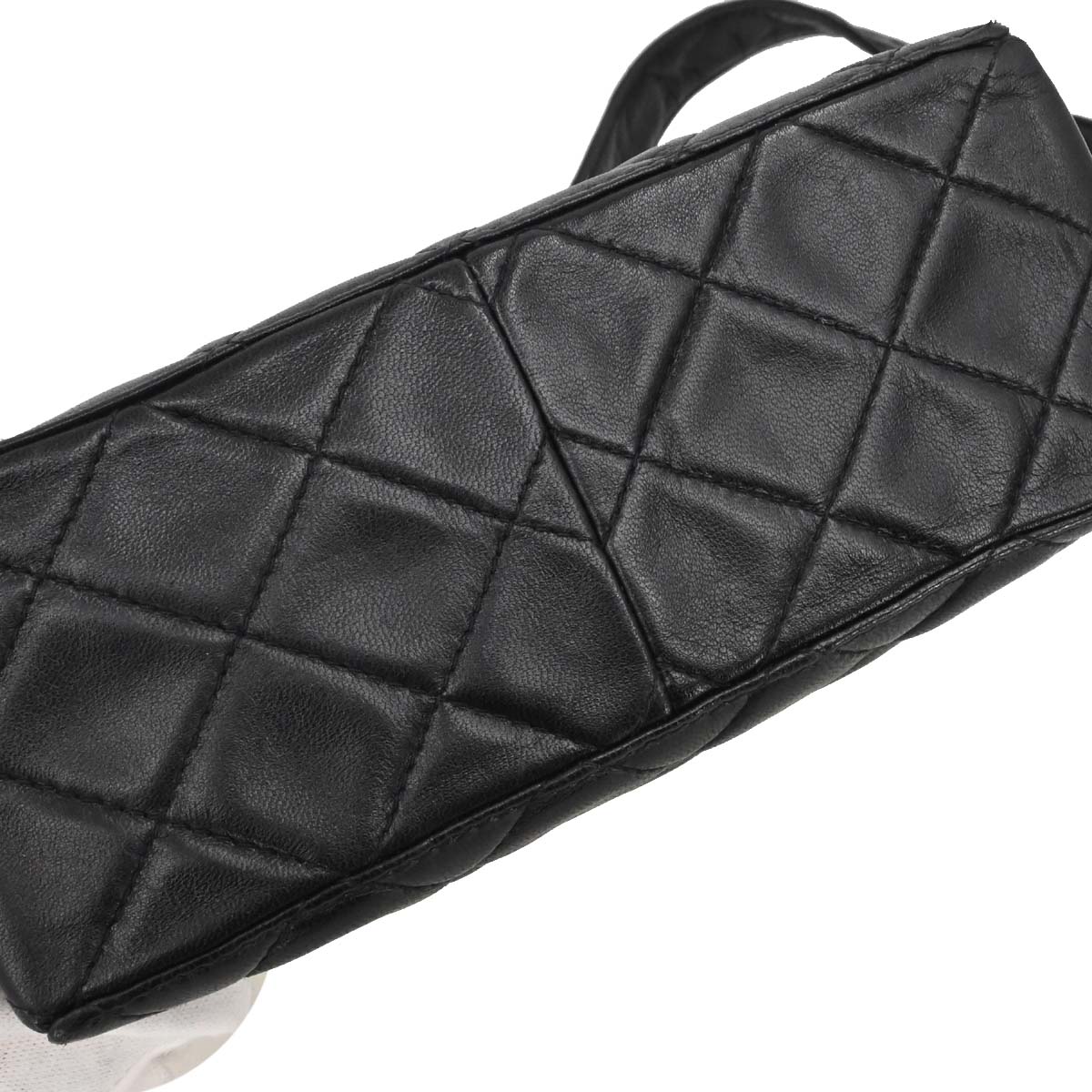 Chanel 1996-1997 Black Lambskin Straight Flap Shoulder Bag