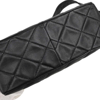 Chanel 1996-1997 Black Lambskin Straight Flap Shoulder Bag
