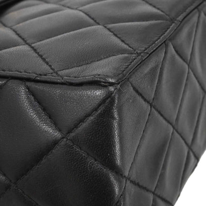 Chanel 1996-1997 Black Lambskin Straight Flap Shoulder Bag