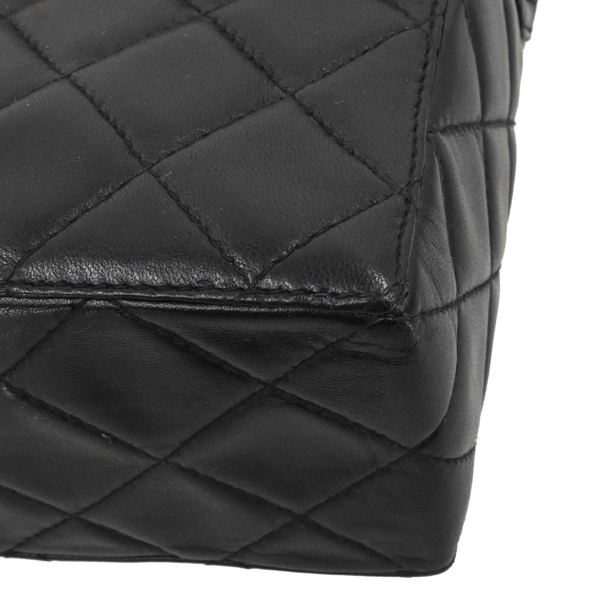 Chanel 1996-1997 Black Lambskin Straight Flap Shoulder Bag