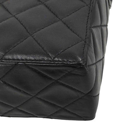 Chanel 1996-1997 Black Lambskin Straight Flap Shoulder Bag