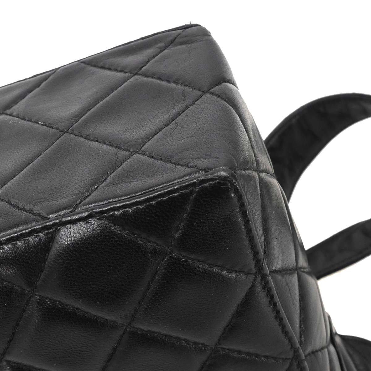 Chanel 1996-1997 Black Lambskin Straight Flap Shoulder Bag