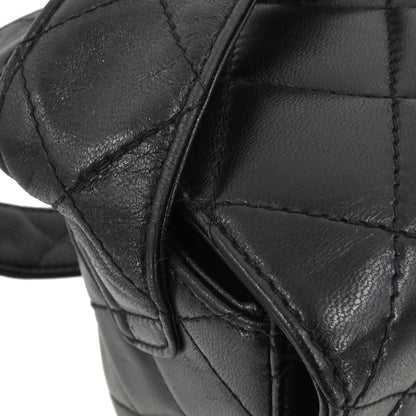 Chanel 1996-1997 Black Lambskin Straight Flap Shoulder Bag